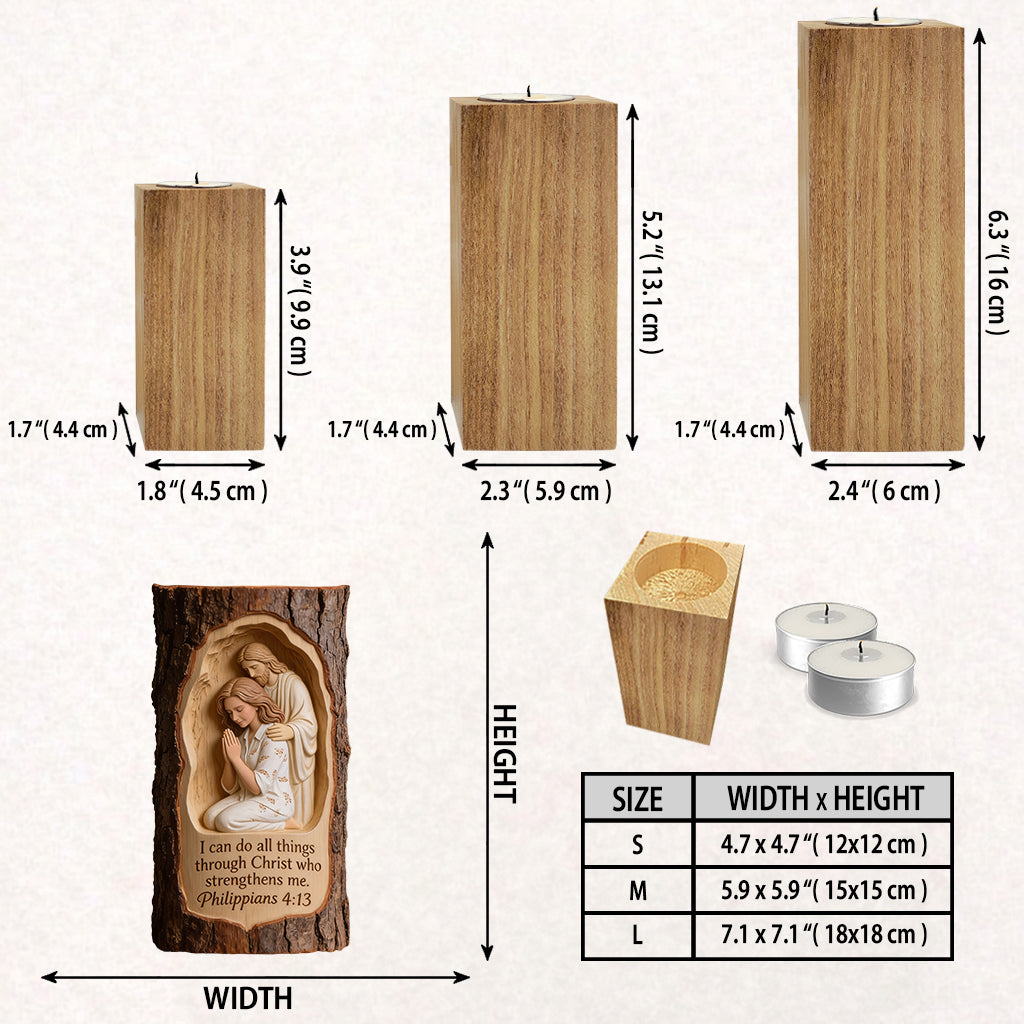 Faith Over Fear - Personalized Christian Custom Shape Wooden Candle Holder