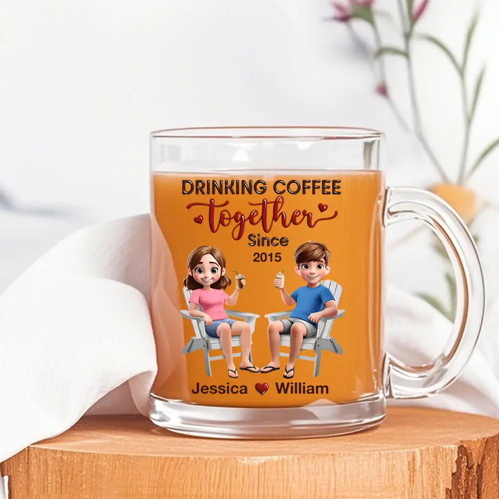 Personalized Couple's Glass Mug - Custom Year Anniversary Gift