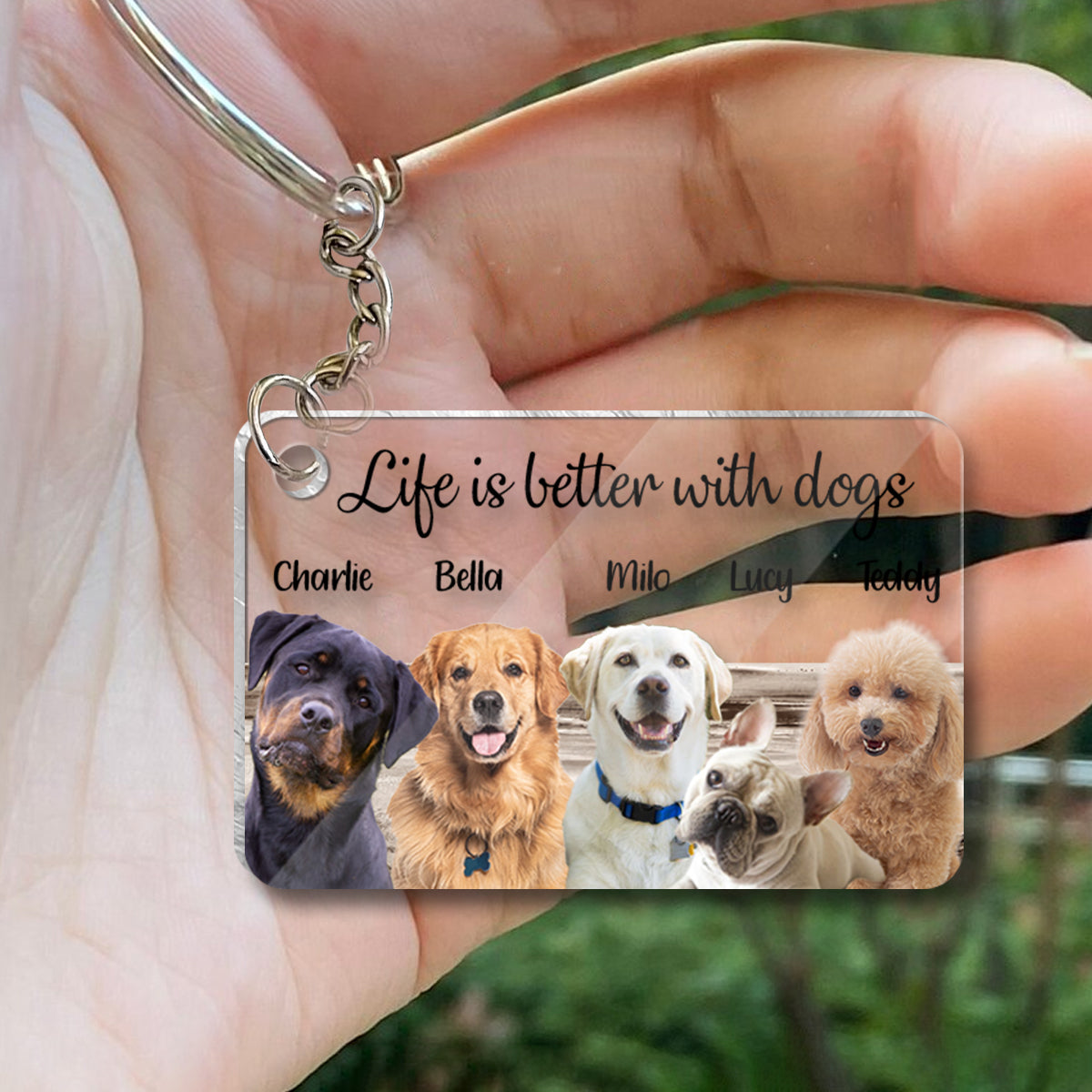 Life Is Better With Dogs Cats - Personalized Dog Transparent Keychain