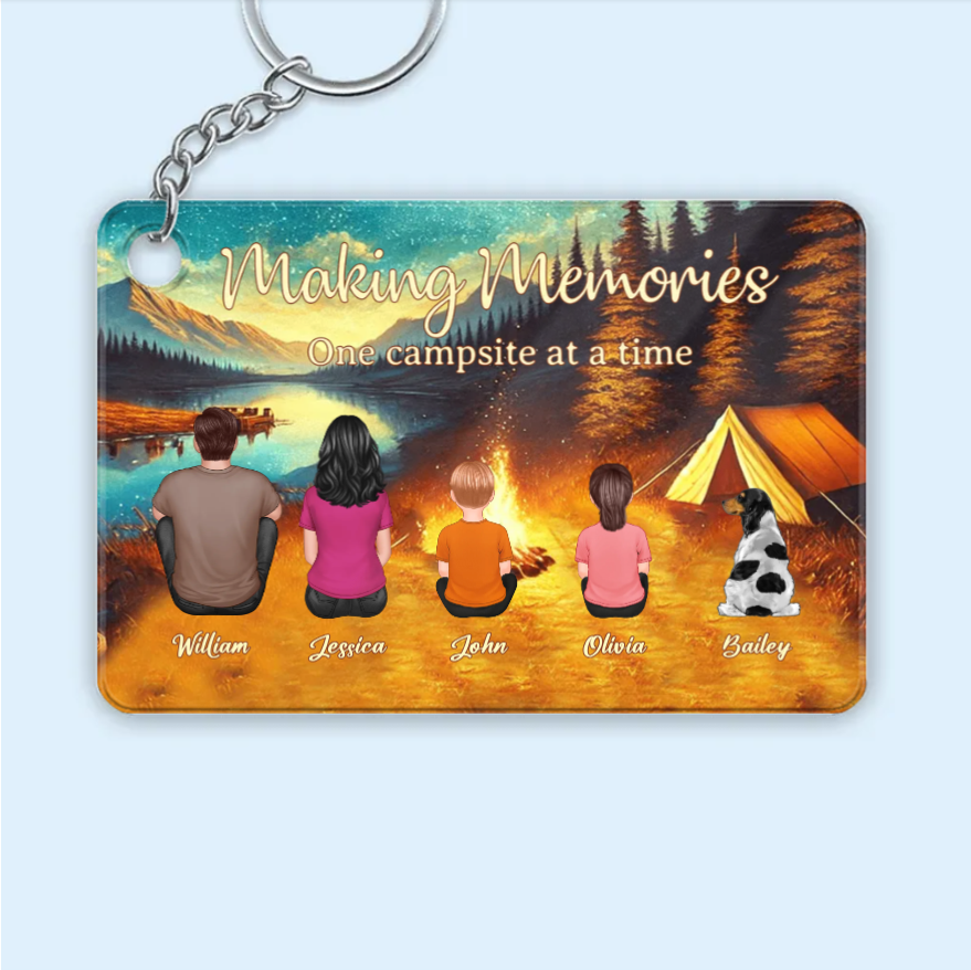 Making Memories Around the Campfire - Personalized Carhanger, Keychain, Poster or Canvas, Plaque, Wallet Card - Unique Family Camping Gift