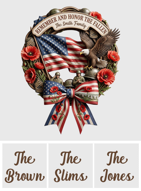 Honor The Fallen - Personalized Memorial Day Shaped Wood Sign With Sash