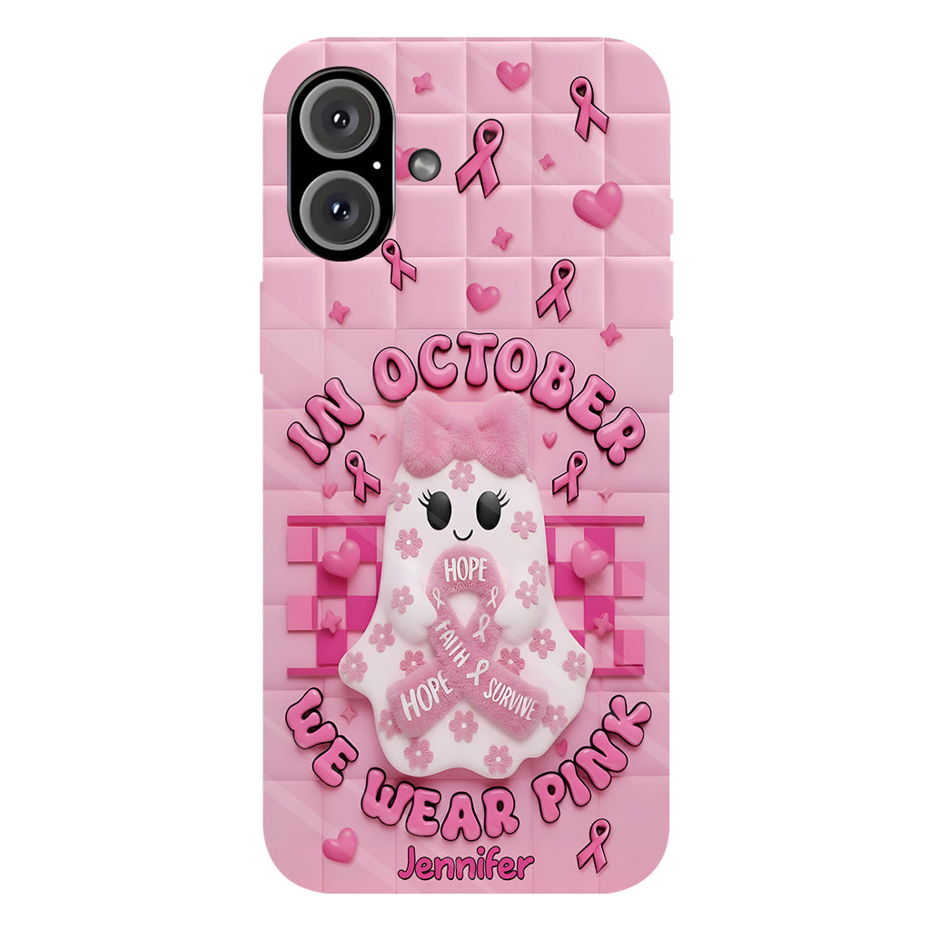 Cute Ghost Breast Cancer - Personalized Breast Cancer Awareness Full Print Phone Case
