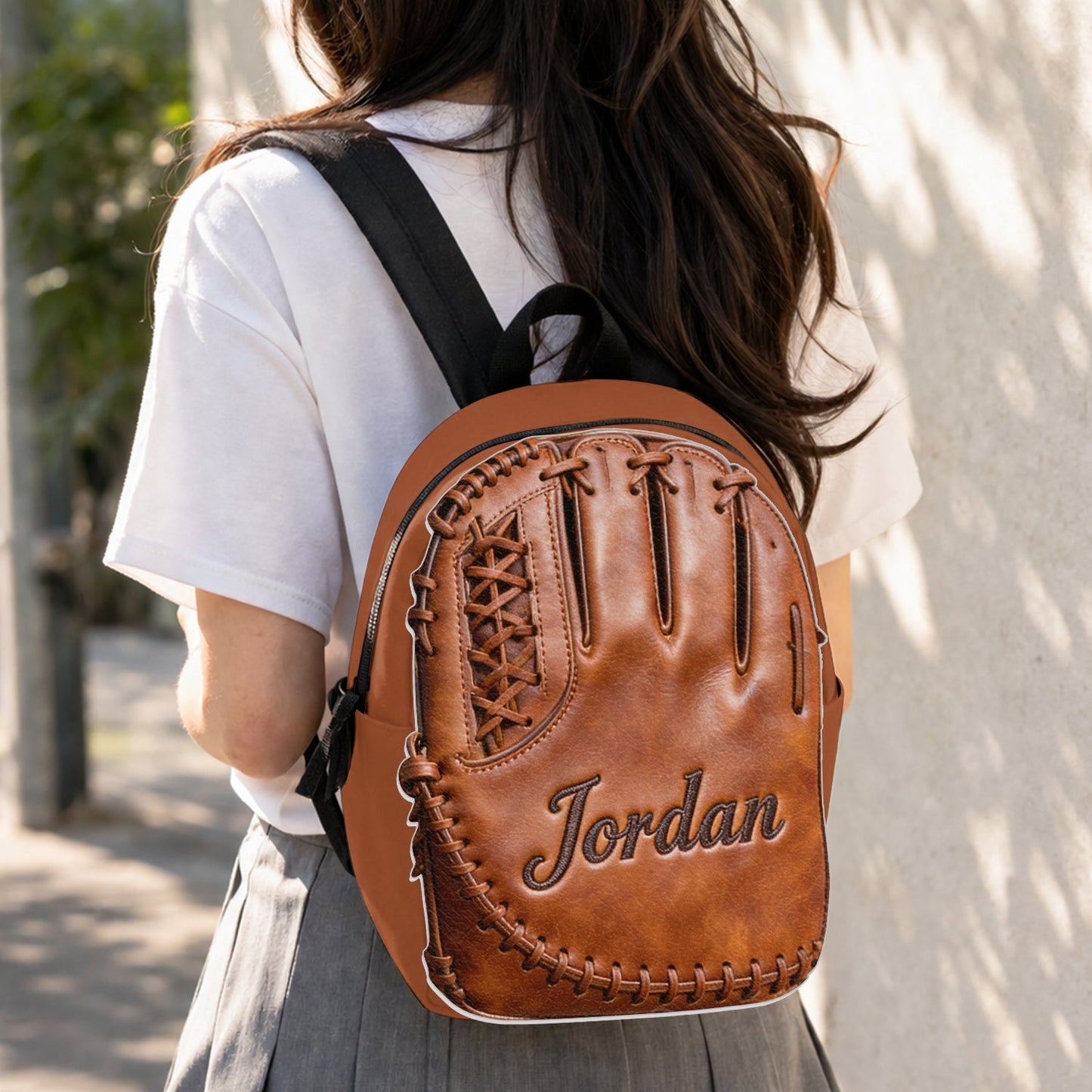 Leather Baseball Glove - Personalized Baseball Changeable Leather Patch Backpack