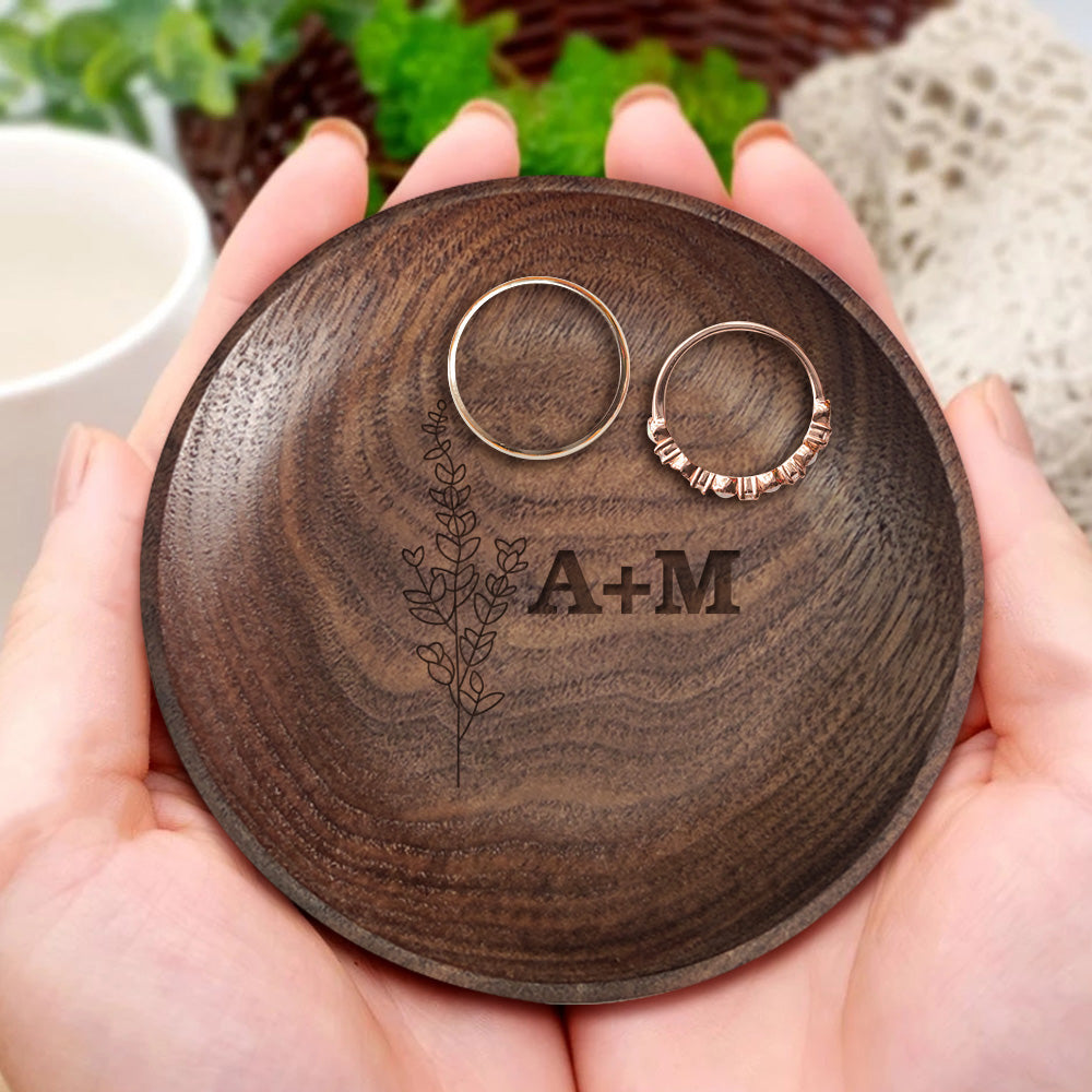 Any Name - Personalized Floral Ring Dish Engagement