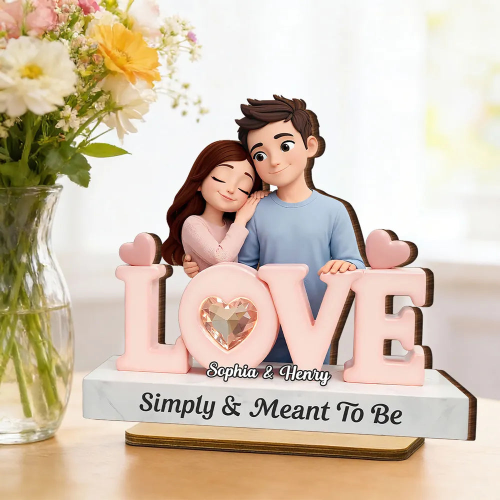 Simply & Meant To Be Wooden Plaque, Personalized Love Decor for Couple Nightstand or Shelf, Thoughtful Unique Gift