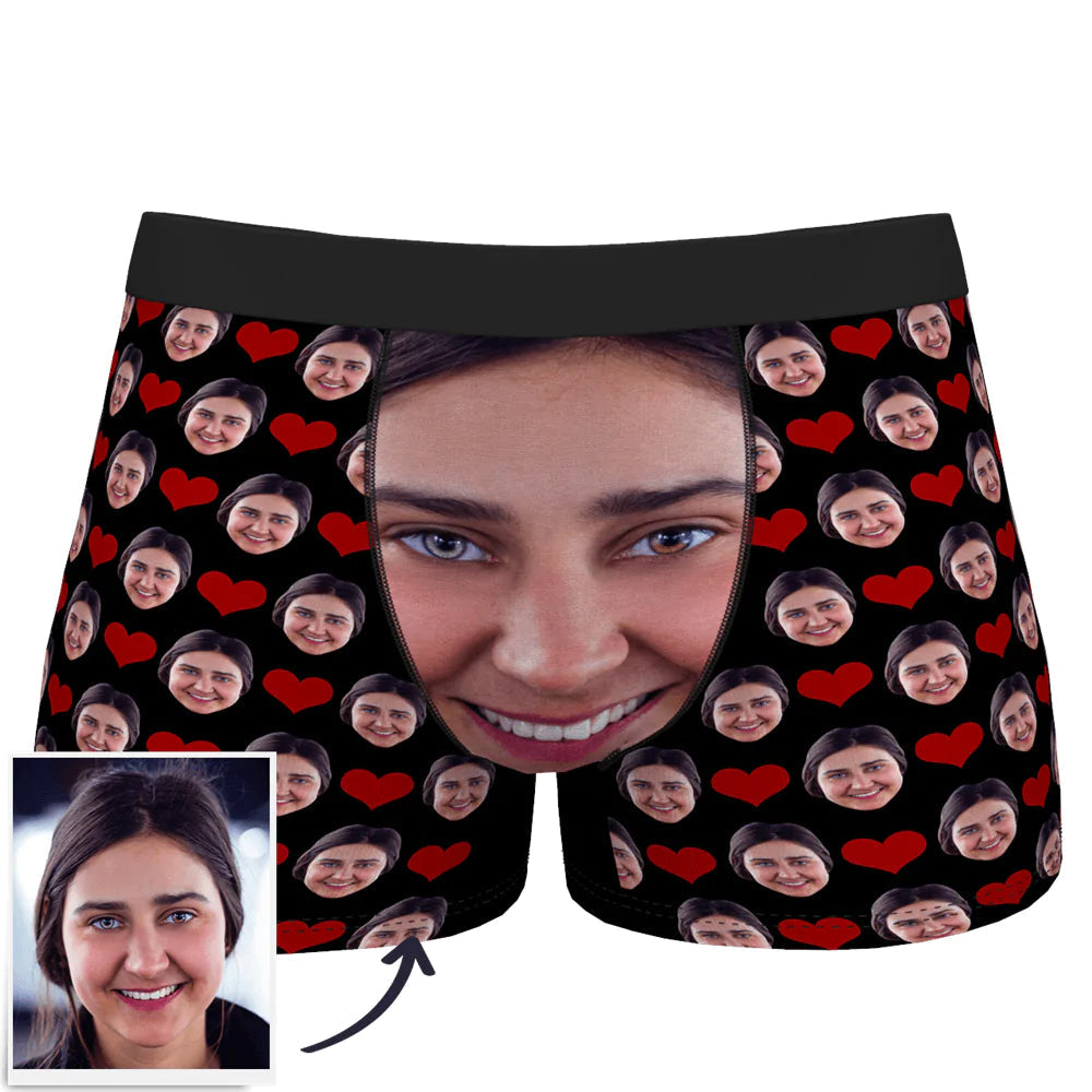 Custom Wife Or Girlfriend Face Boxers - Personalized Couple Men's boxer briefs