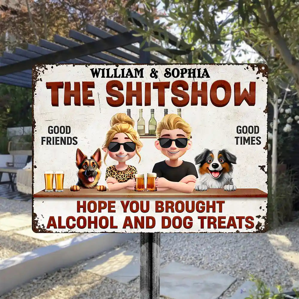 Personalized Iron Sign for Couples & Dog Lovers - Custom Outdoor Decor