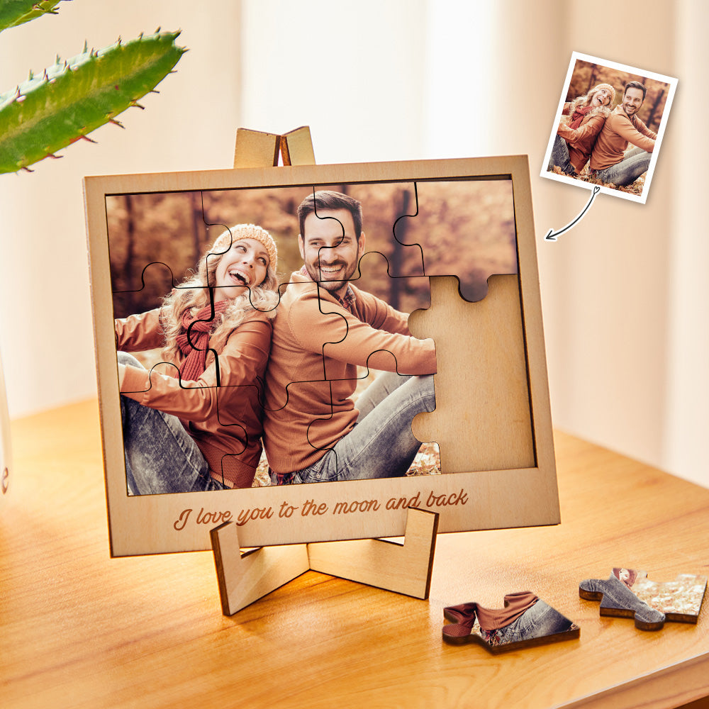 Any Photos - Personalized Couple Image Puzzle Photo Frame