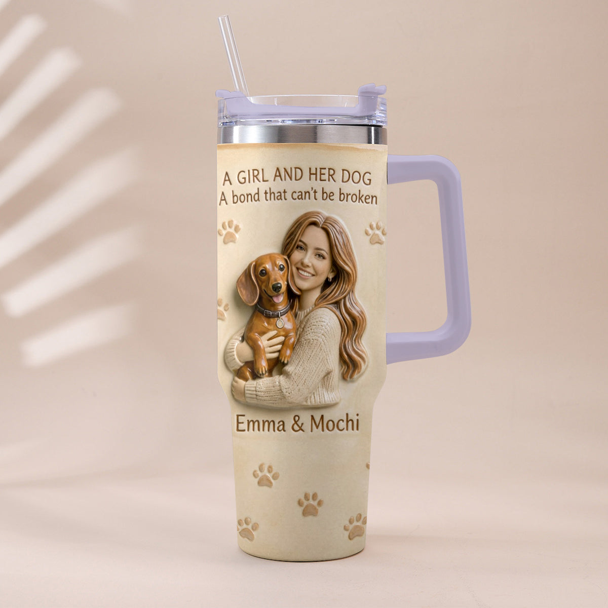 Always By My Side - Personalized Dog Tumbler With Plush Charm
