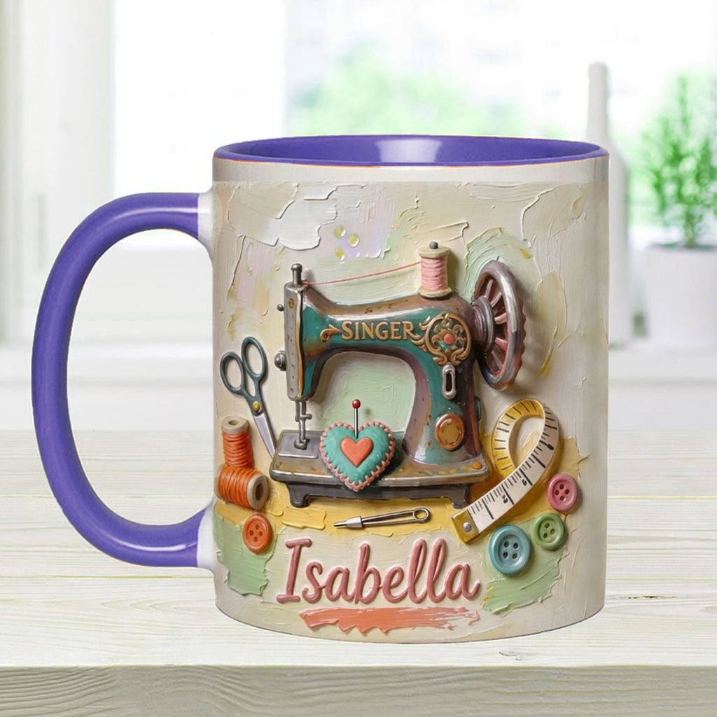 Just a Girl Who Loves Sewing - Personalized Sewing Accent Mug & Coaster