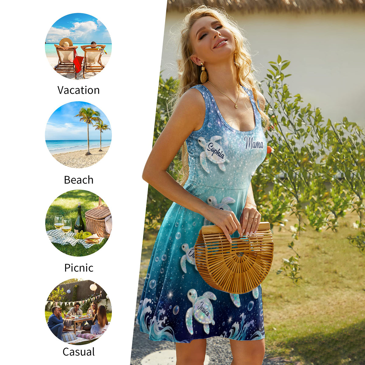 Best Mom Ever - Personalized Turtle Sleeveless Dress