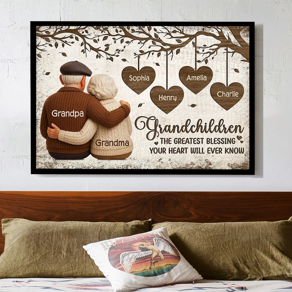 Personalized Grandchildren Poster for Grandparents – Custom Names Wall Art, Heartfelt Family Gift & Unique Keepsake