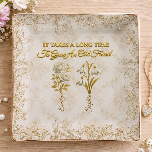 Personalized Jewelry Dish with Vintage Floral Quote, Vanity Ring Holder Decor, Unique Gift for Best Friend