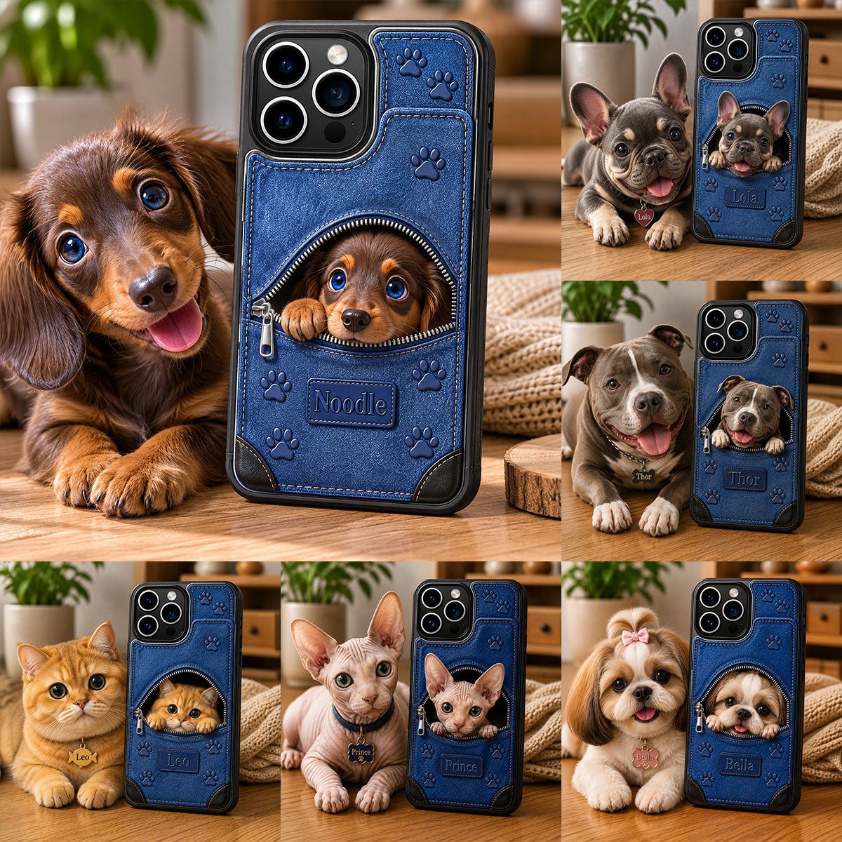Any Photo Cute Peeking Pets - Personalized Dog Fully Printed Wallet Phone Case