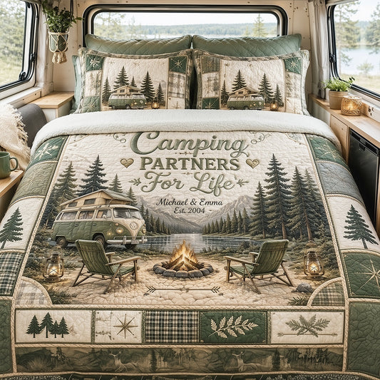 Camping Partners For Life - Personalized Camping Quilt Set