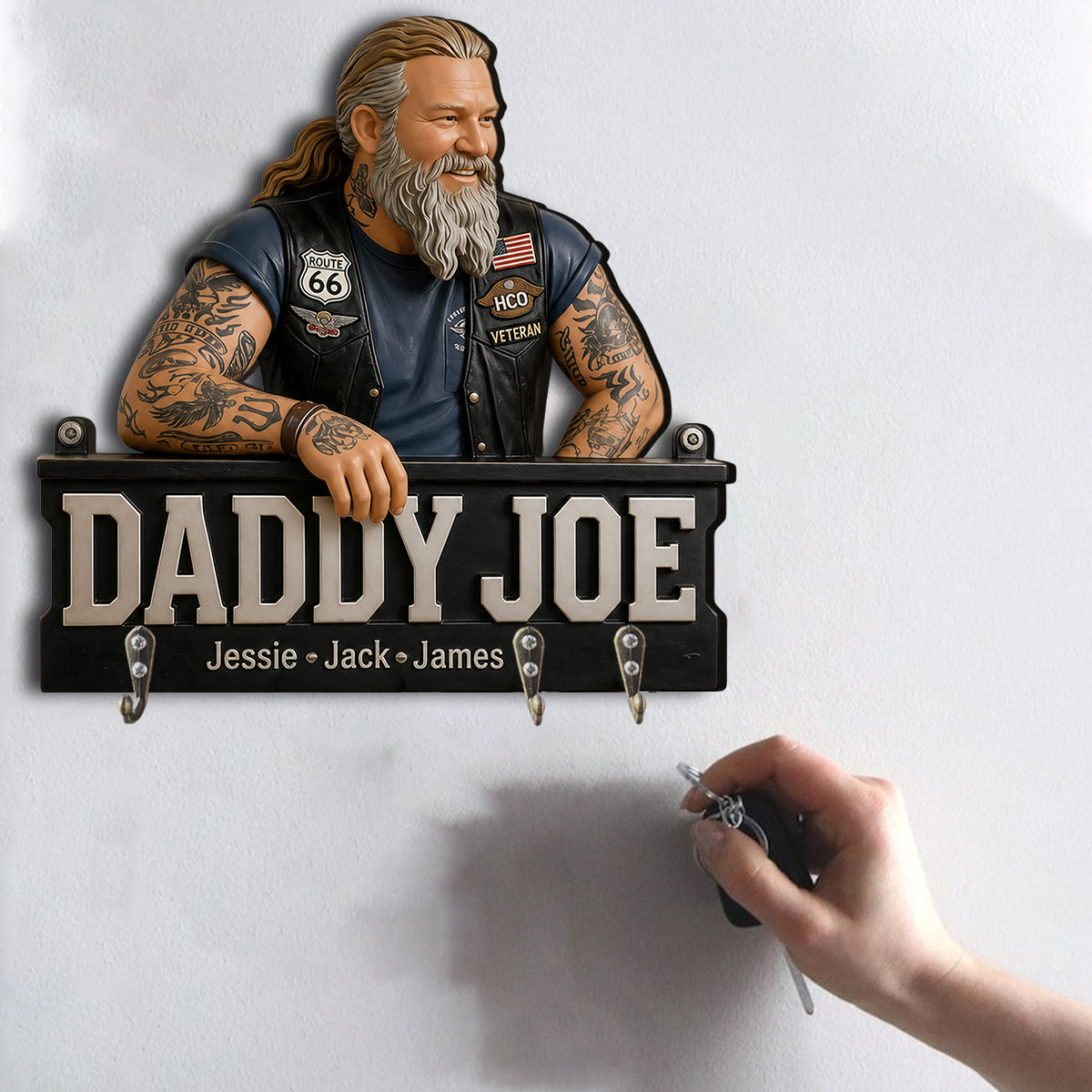 Father's Day Gifts For Dad, Grandpa - Personalized Father Custom Shaped Hanging Rack