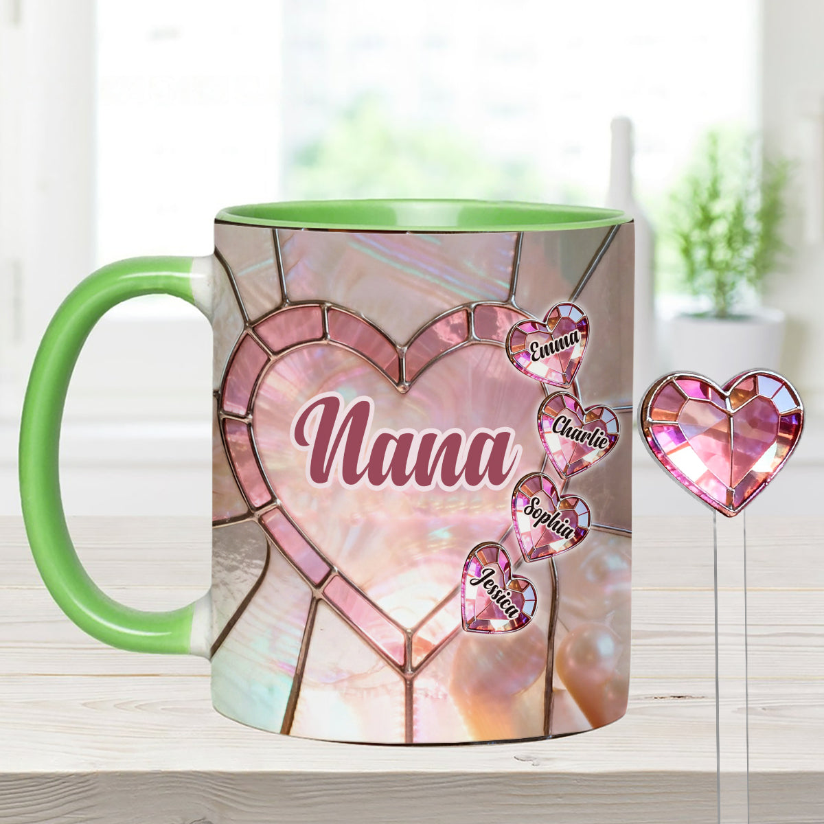 Blessed To Be Called Nana Mama Gigi Grandma - Personalized Grandma Set Accent Mug with Acrylic Stirrers