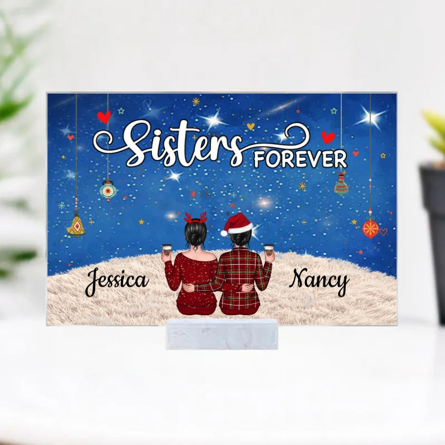 Sisters Forever - Personalized  Cup, Poster,  Ornament, Keychain, Blanket or Plaque - A Heartfelt Gift for Your Best Friend or Sister