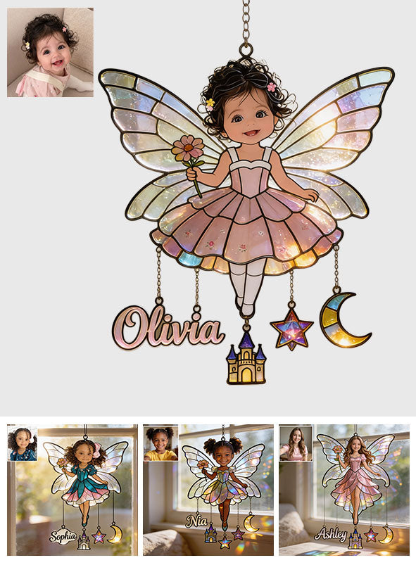 Fairy Custom From Photo - Personalized Kid Window Hanging Suncatcher With Charms