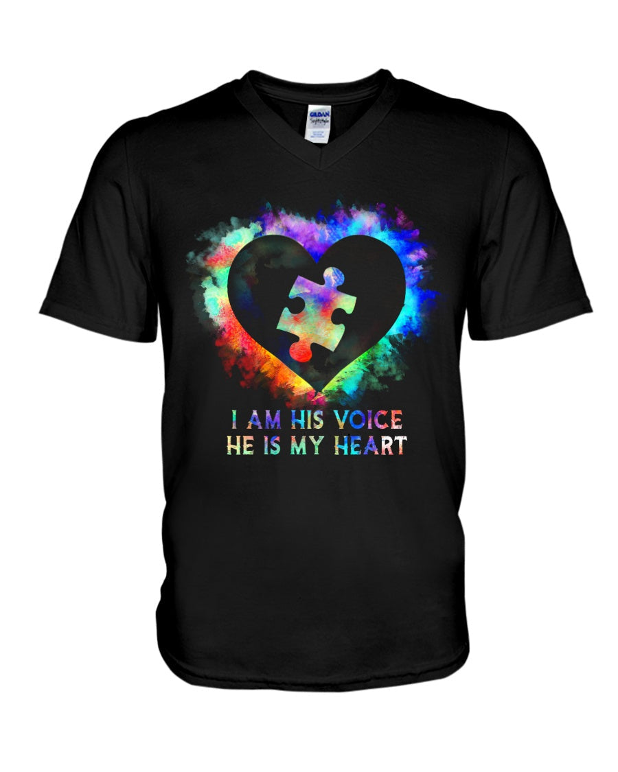 I Am His Voice He Is My Heart - Autism Awareness T-shirt and Hoodie 0520