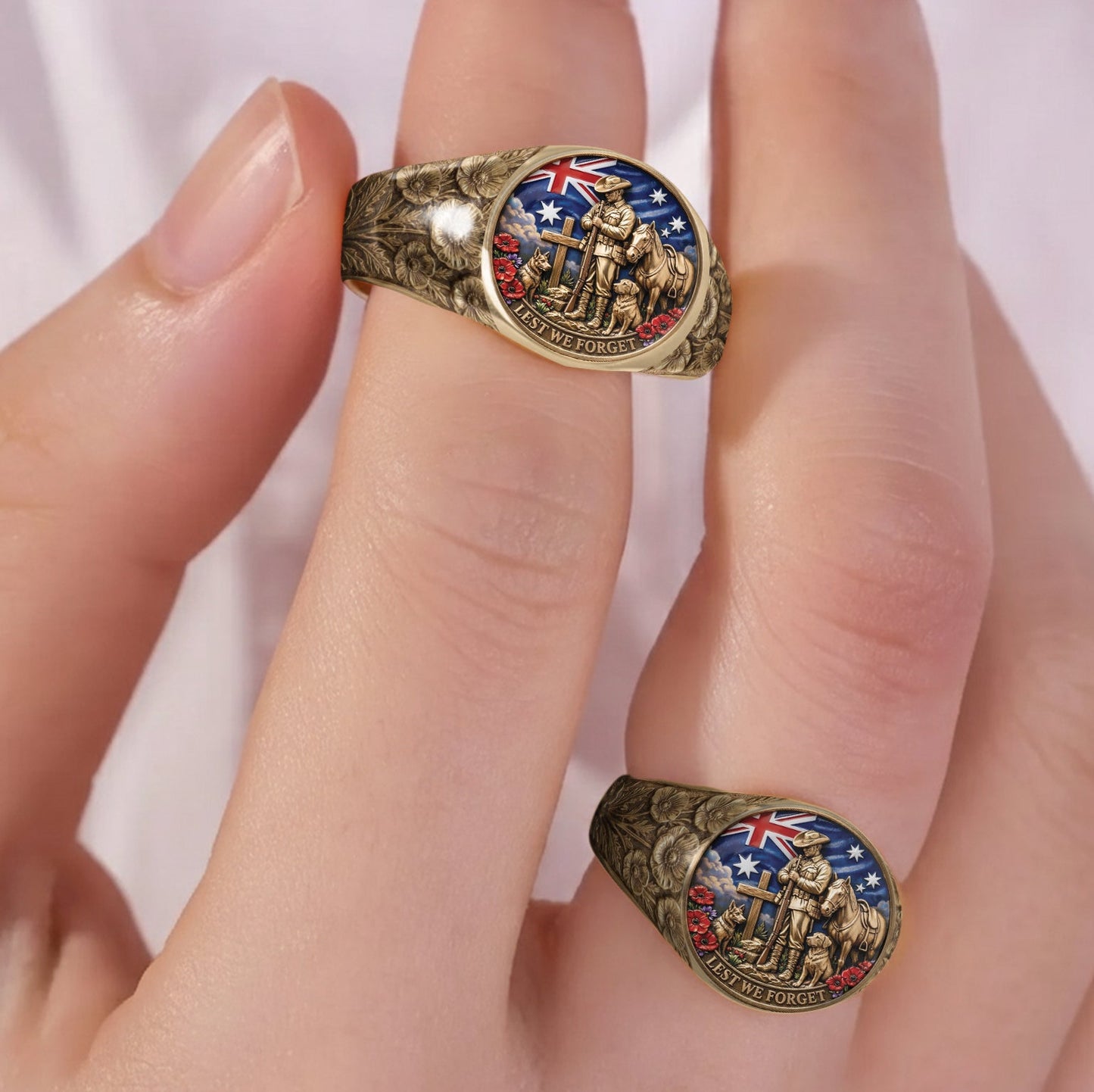Lest We Forget, Anzac Day - Personalized Veteran Signet Ring