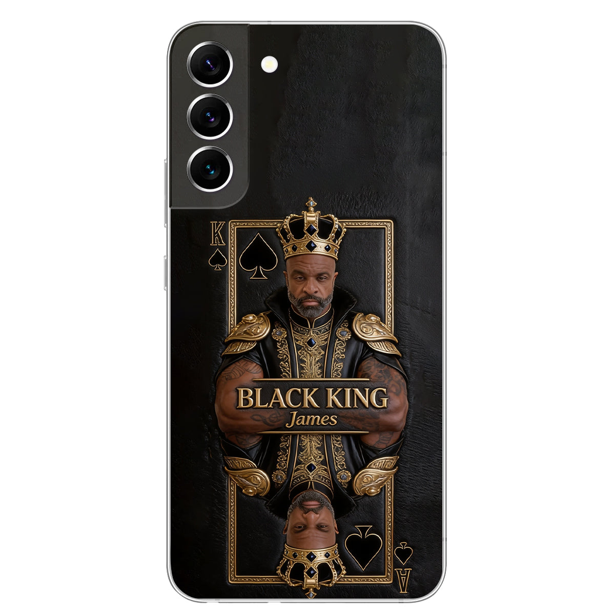 Black King - Personalized African American 3D Embossed Leather Phone Case