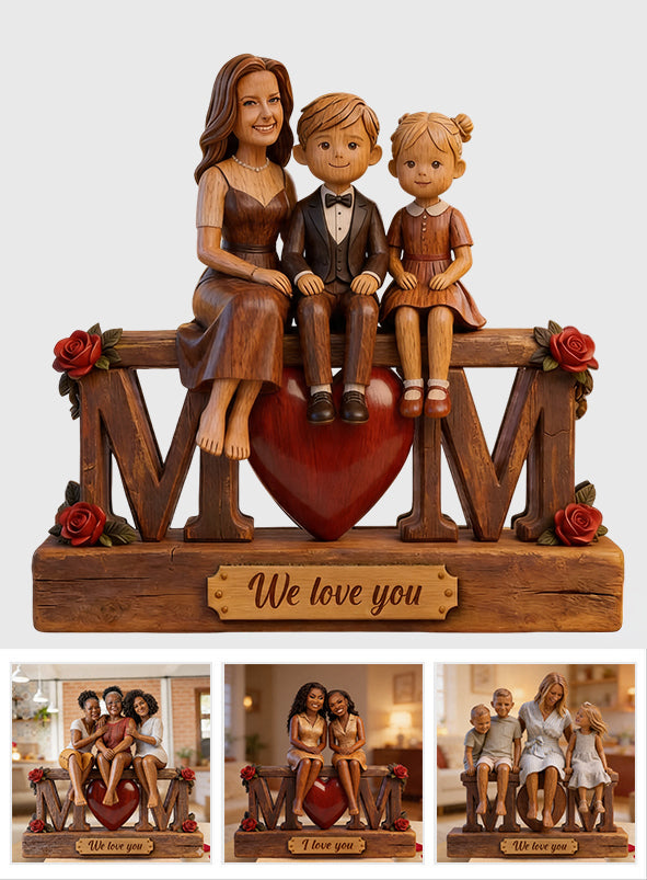 I Love You Mom - Personalized Mother Custom Shaped Wood Plaque
