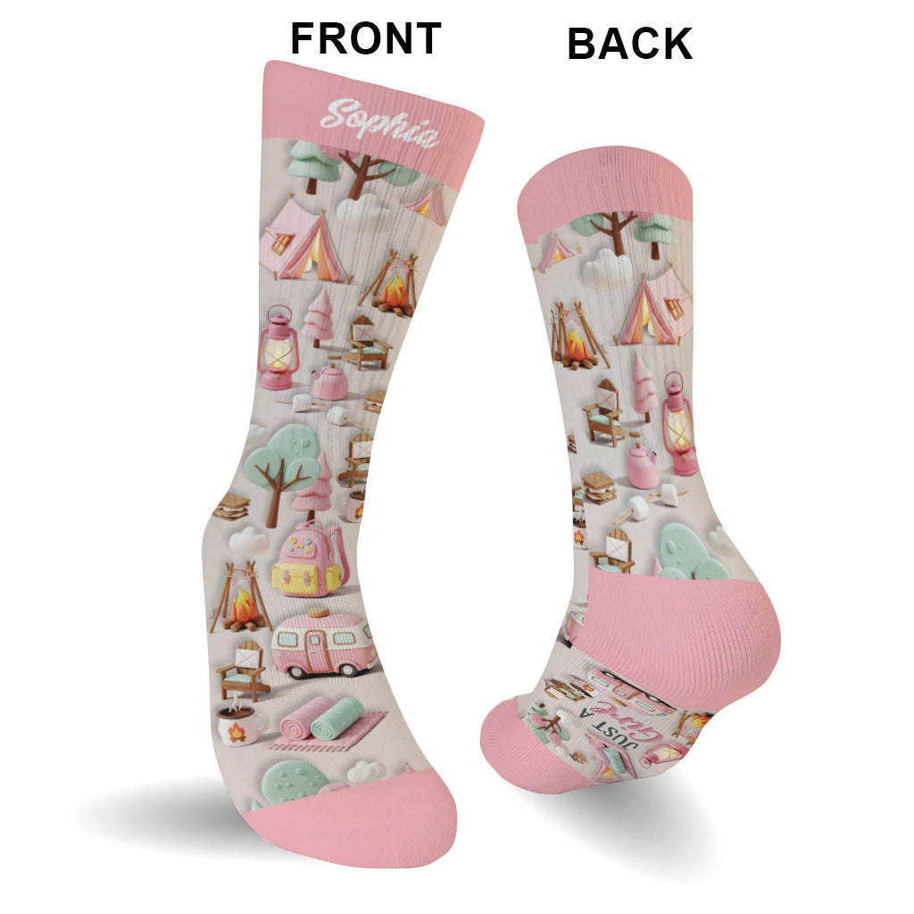 Just A Girl Who Loves Camping - Personalized Camping Socks