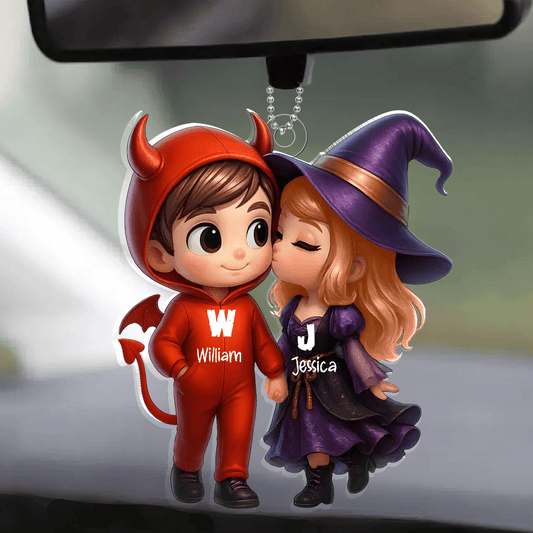 “Devil & Witch” Personalized Acrylic Ornament – Cute Halloween Gift for Couples