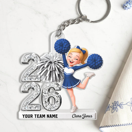 Personalized Cheerleader Acrylic Keychain With Custom Team Name For Everyday Bags, A Cute Unique Gift For Her