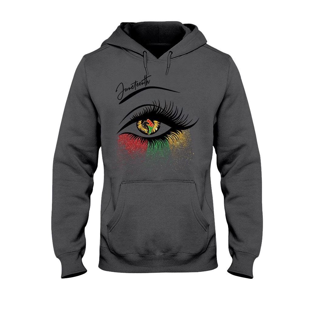 Juneteenth - African American T-shirt and Hoodie With Faux Glitter Print 112021