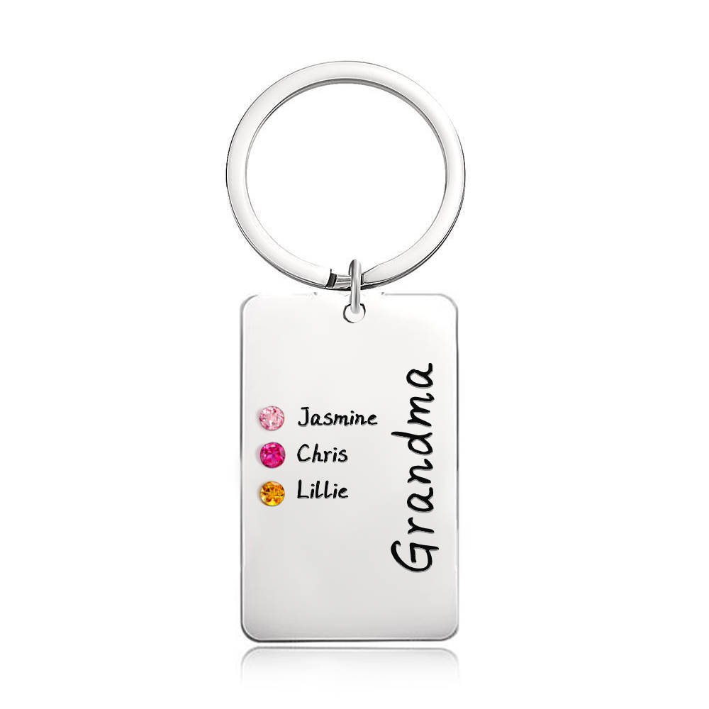Custom Birthstone For Grandma, Mom - Gift for grandma, mom - Personalized Birthstone Keychain