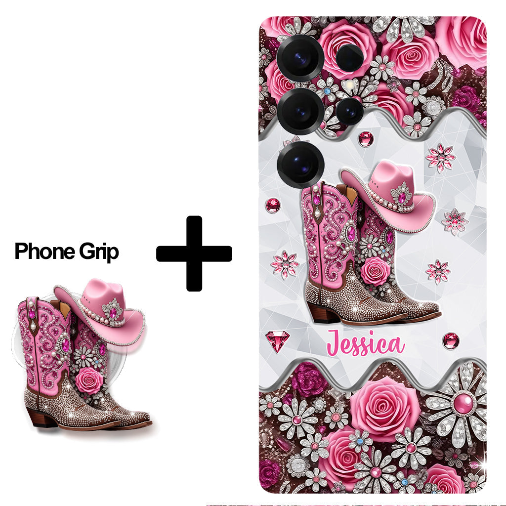 Cowgirl Boots - Personalized Cowgirl Full Print Phone Case & Phone Grip
