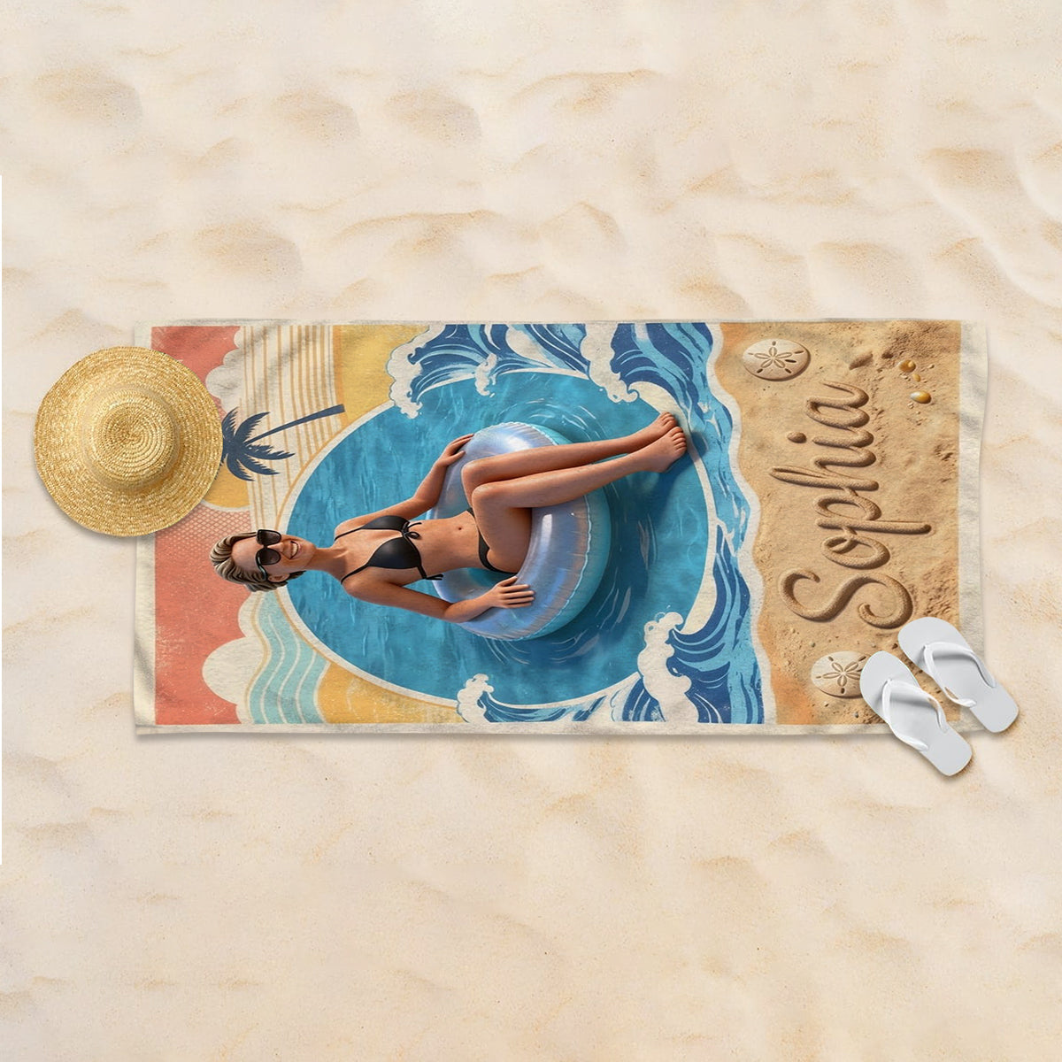 Custom From Photo Retro Summer Beach - Personalized Sea Lover Quick-dry Beach Towel/ Bath Towel