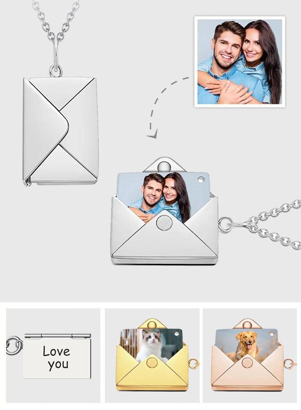 Any Photo Letter Envelope - Personalized Envelope Necklace
