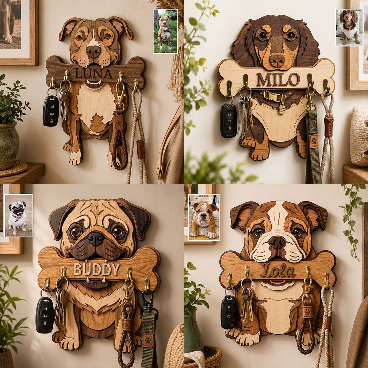 Funny Pet Keyrack - Personalized Dog Custom Shaped Hanging Rack