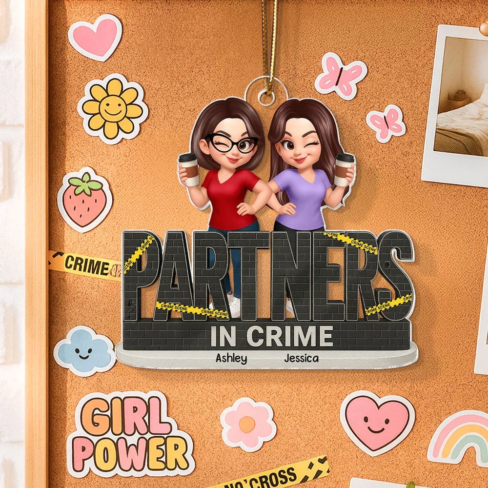 “Partners in Crime” Acrylic Ornament – Personalized Gift for Best Friends