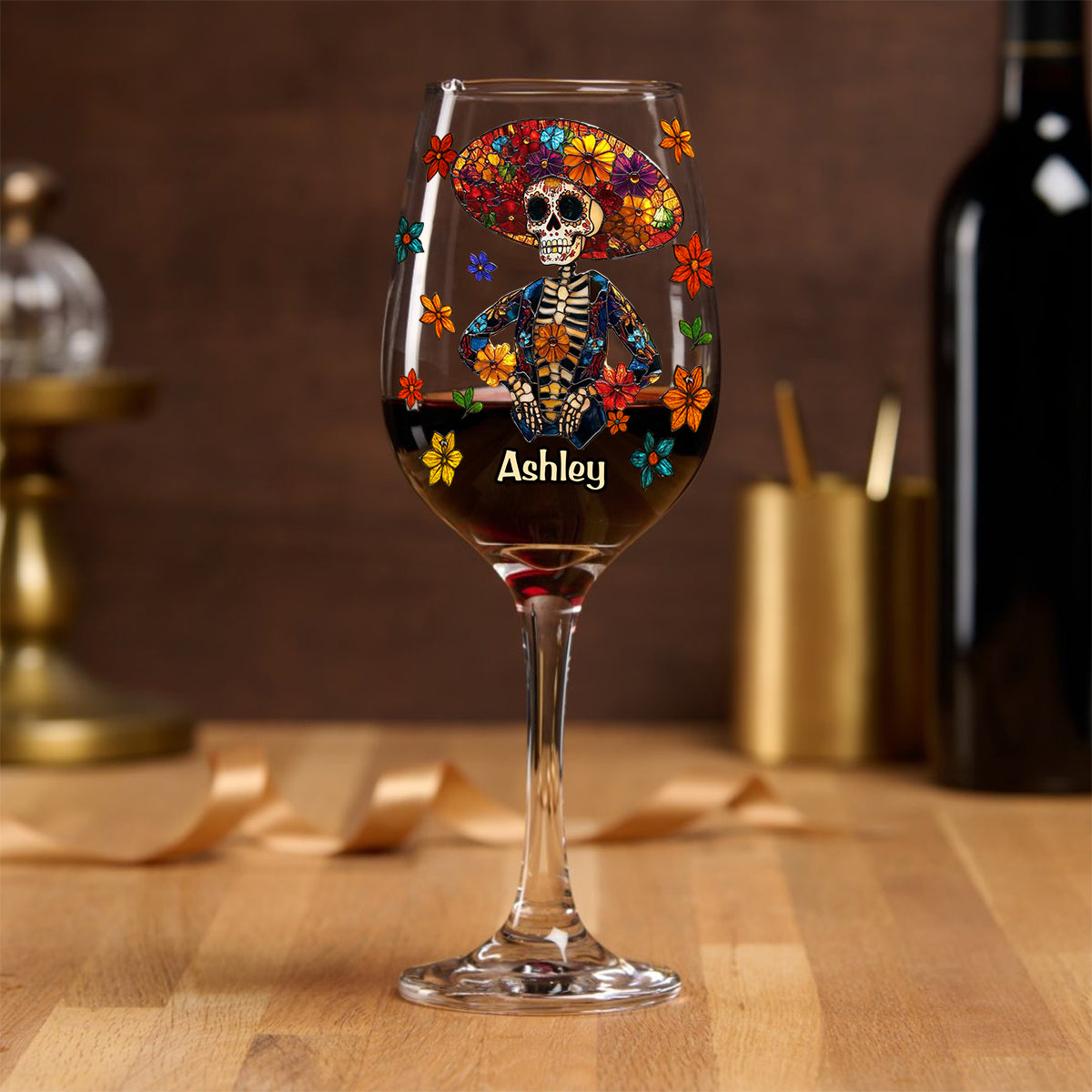 Happy Hispanic Heritage Month - Personalized Latina Women Wine Glass With Long Stem
