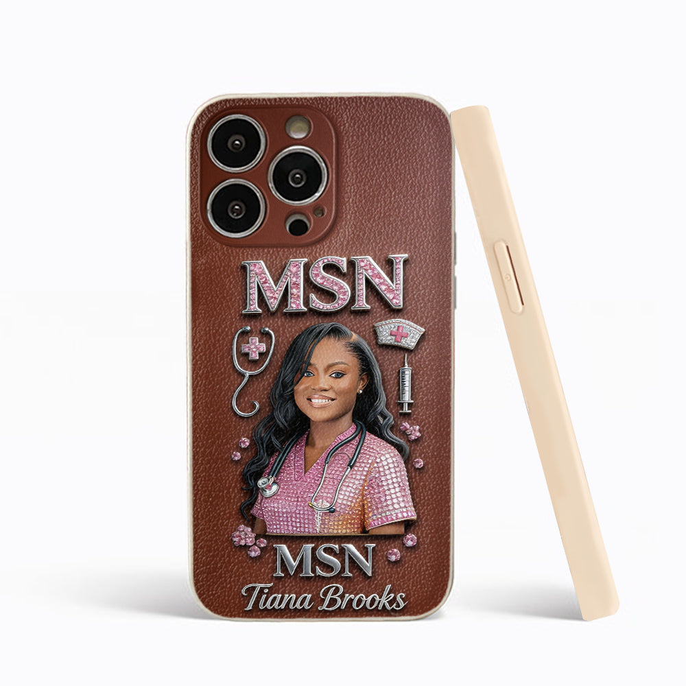 Any Title - Gifts For Nurse, Doctor - Personalized Nurse 3D Embossed Leather Phone Case