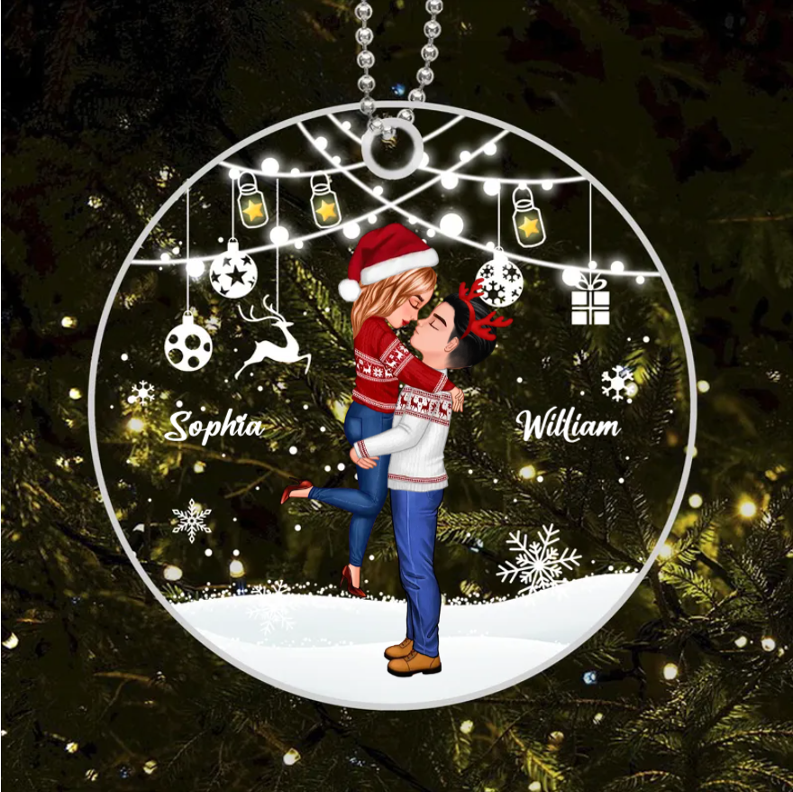 Personalized Couple Ornament – Romantic Holiday Gift with Optional Occupation Outfits