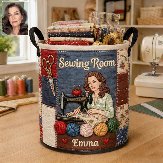Custom Any Photo Perfect Basket For Sewing Lovers - Personalized Sewing Storage Basket
