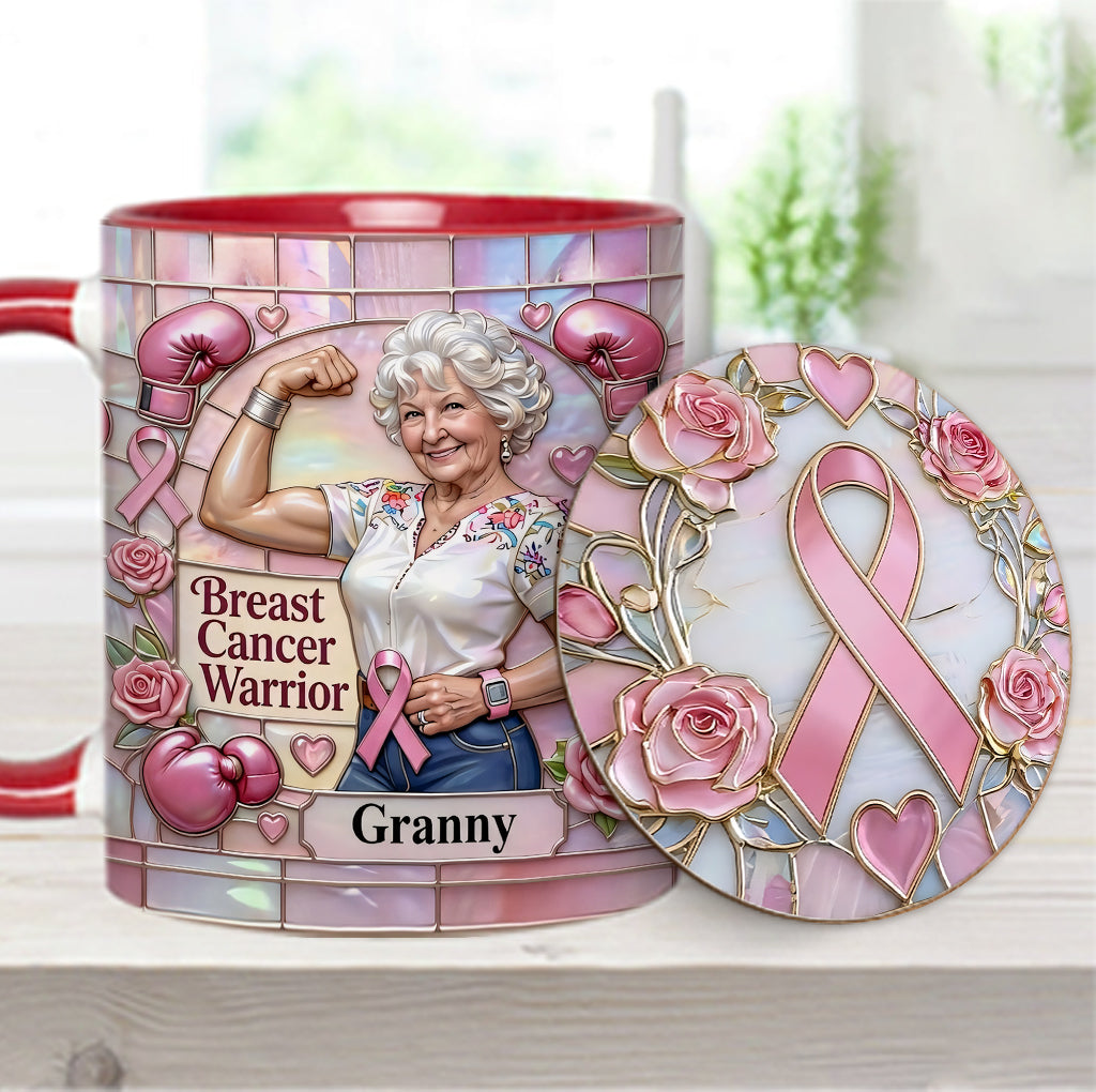 I'm A Warrior - Personalized Breast Cancer Awareness Accent Mug & Coaster