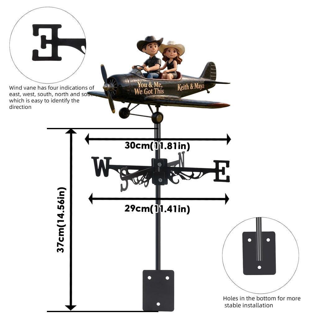 Airphane Couple - Personalized Couple Weather Vane