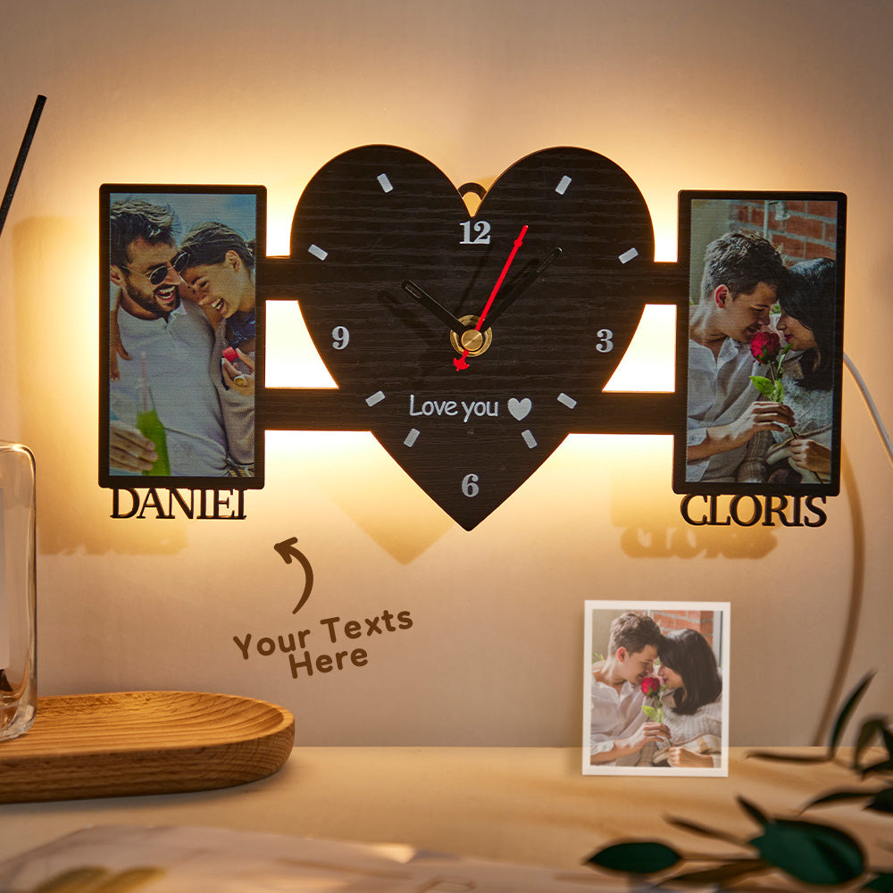 Custom Image Name Clock - gift for husband, wife, boyfriend, girlfriend - Personalized Clock