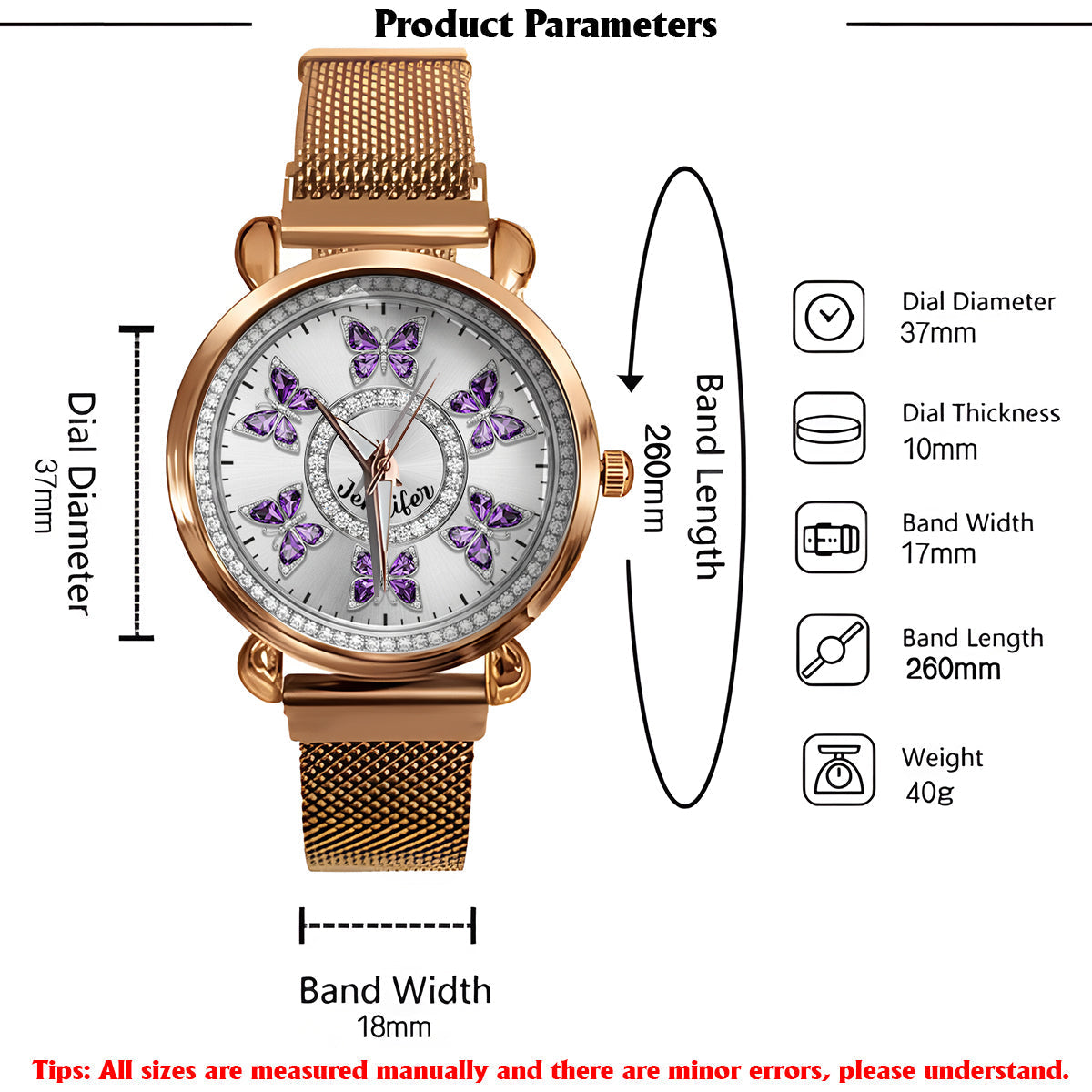 Love Butterflies - Personalized Butterfly Women Hand Watch