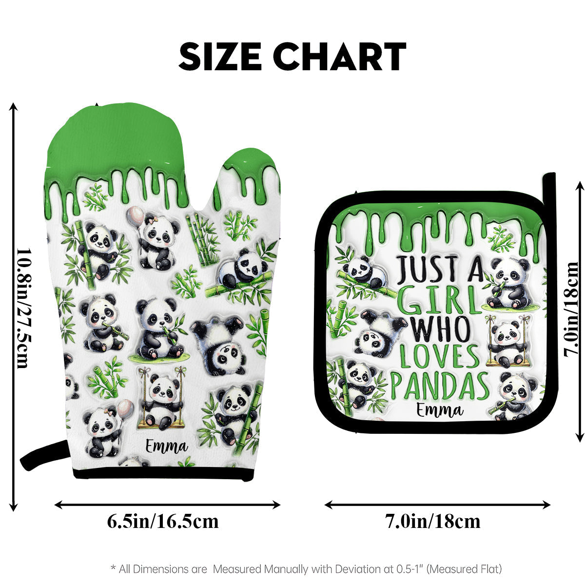 Just A Girl Who Loves Pandas - Personalized Oven Mitts & Pot Holder Set
