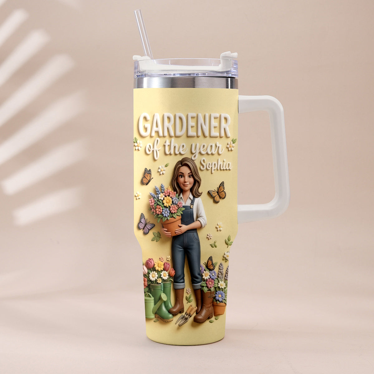 Gardener Of The Year - Personalized Gardening Tumbler With Plush Charm
