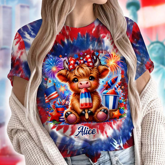 4th Of July Cow - Personalized Cow All Over Shirt