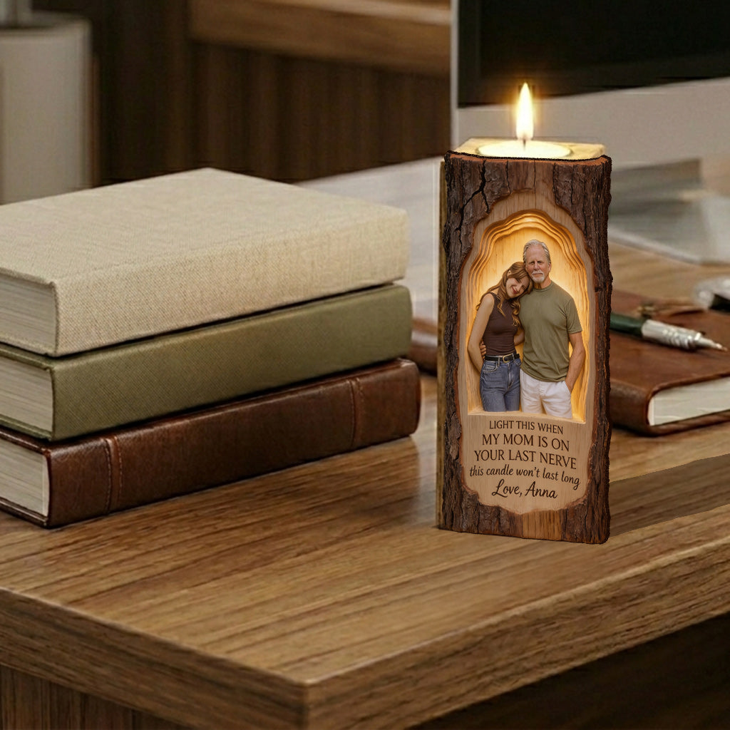 Light This Candle - Personalized Father Custom Shape Wooden Candle Holder