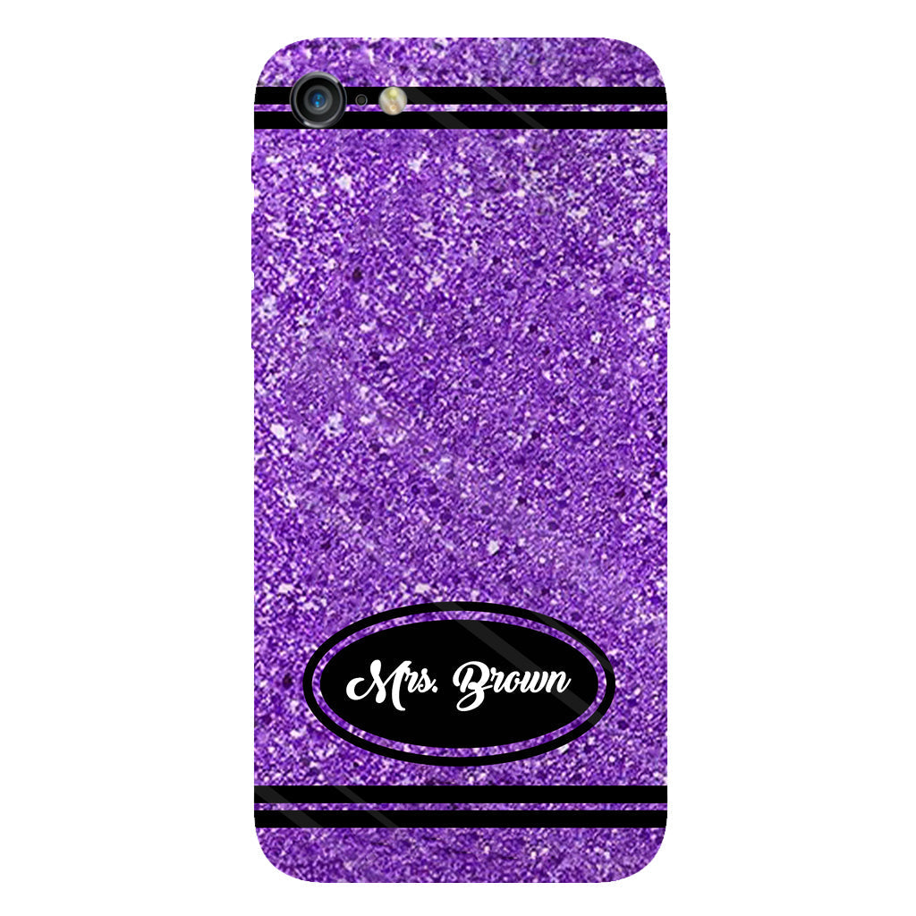Artificial Glitter Crayon Design - Personalized Teacher Full Print Phone Case & Phone Grip